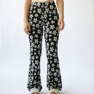 Urban Outfitters Black and White Floral Flare Pants